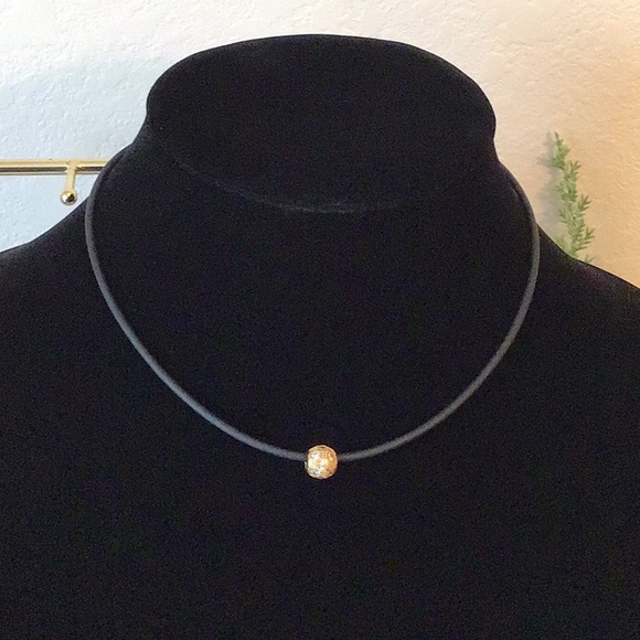 14K Rubber Cord With CZ Charm